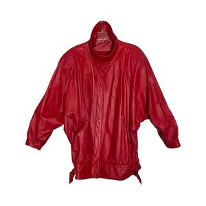 Y2K Vintage 80s Gino Di Giorgio Red Leather Batwing Jacket